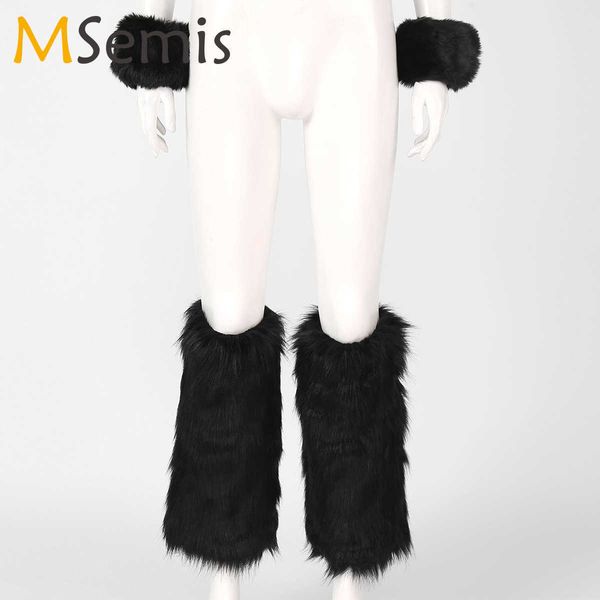 Chaussettes Bonneterie Hiver Mode Femmes Couvre-bottes avec poignets Ensembles Chaud Fourrure Fausse Fourrure Jambières Poignet Manches Japonais Genou Manches Jambe Couverture T221107