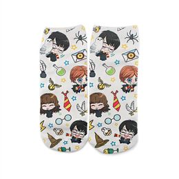 Sokken Hosiery Wizard Student Invisible Cartoon Cotton Ademboere vrouwen Zomermeisjes Casual korte enkel enkel Laag Cut Sockssocks289E