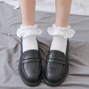 Chaussettes bonneterie pour femmes, mignonnes à volants, Lolita, courtes, Kawaii, Costumes de Cosplay, accessoires en Nylon et dentelle, dessin animé, fille douce