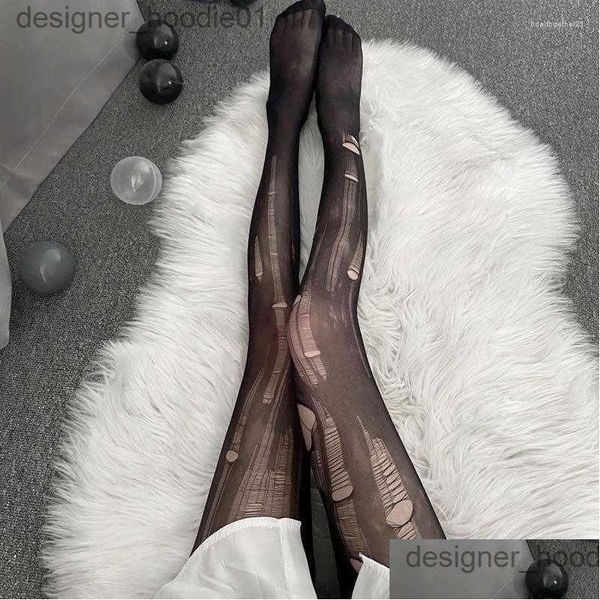 Calcetines Hosiery Mujeres desechables Medias sexys Fun Hand Torn Seda Negra delgada Pantyhose Tentation Temptation Tet Deliv DhSox