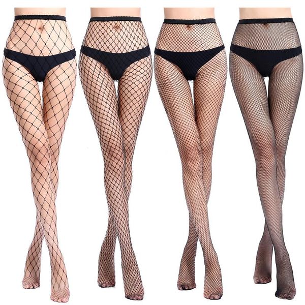 Chaussettes Bonneterie Femmes Filles Élastique Évider Leggings Long Sexy Résille Bas Net Grille Collants Maille Collants Chaussettes