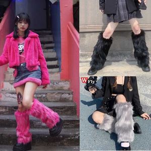 Sokken Hosiery Vrouwen Girls Harajuku Fur Winter Furry Leg Warmer Lady Kousen Gothic Lolita Cosplay Sweet Lolita Warm Boots Furry Leg Warmers Y2211