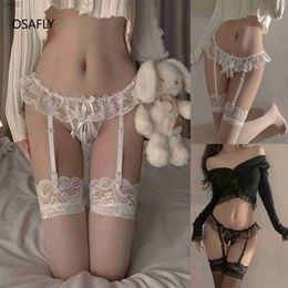 Chaussettes Bonneterie Femmes Sexy Résille Soie Bas Mignon Lolita Dentelle Perle Tongs avec Longue Cuisse Haute Exotique Venez Bonneterie PantyhoseL231016