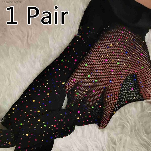 Calcetines Calcetería Mujeres Sexy Medias largas Medias Rhinestone Malla Mallas Fibras acrílicas Tallas grandes Bling Mujeres Medias Calcetería T231104