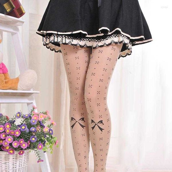 Chaussettes bonneterie femmes collants Sexy bas mode Simulation tatouage Long bas de soie filles collants Lolita ZD9S