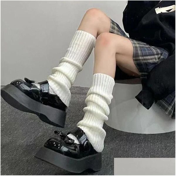 Calcetines calcetería mujeres para mujer blanco lolita gótico calentador de brazo y2k largo cloghet punto medias cálidas pie er bota puños cosplay drop deli ot2rt