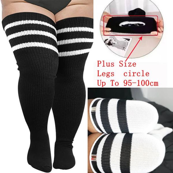 Chaussettes coton japonais cuisse haut sur le genou High Choques pour les femmes Stripted Extra Long Shigh Stocking Stockings Compression Choques