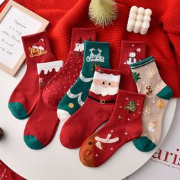 Socks Mid Tube Hosiery Elk Snowman Sock Soldings voor 18-40 jaar oude koppels Kerstcadeau
