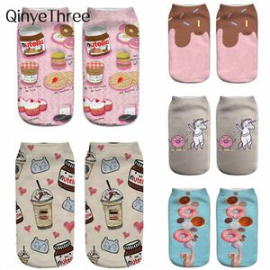 Calcetines nuevo Donut comida fruta estampado 3D mujeres Kawaii tobillo lindo divertido feliz Calcetines Unisex Sokken Harajuku Drop Delivery 2022 Smt2U