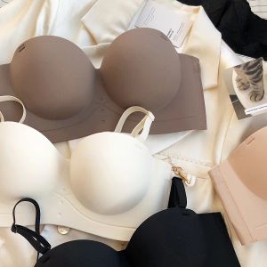 Sokken alleen een beha, halve kop niet -slip schouderbanden vasthouden push omhoog bralette, 5 kleuren dikker naadloze lingerie, meisjes ondergoed