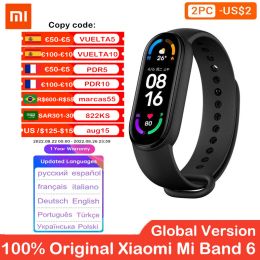 Chaussettes originales Xiaomi Mi Band 6 Sport Tour de bracelet Sport Sécurité cardiaque Tracker Miband 6 1,56 "Amoled Screen Smart Band 5 Color Bracelet