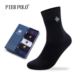 Chaussettes Pier Polo Chaussettes de mode Men d'activité Men de chaussettes Chaussette Homme Crew Cotton Coton Brodery Dress Socks for Men 5 Pairs / Lot