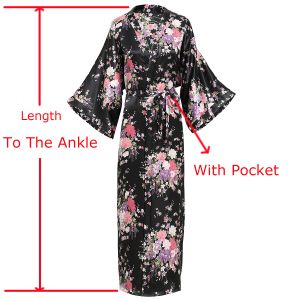 Chaussettes plus taille Lady Long Robe Print Flower Kimono Bathrobe décontracté Vêtements à domicile Rayon Bride Brides Dressing Robe