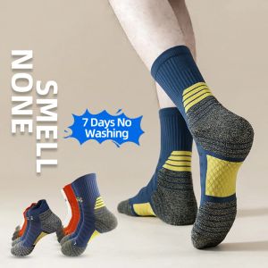 Chaussettes Professionnelles Respirantes Déodorantes Chaussettes de Sport Antibactériennes pour Hommes Compression Antidérapantes Cyclisme Course à Pied Chaussettes de Basket-Ball Chaussettes