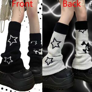 Chaussettes punk jambes chaussettes gothiques crâne étoiles accessoires d'Halloween les plates-jambes tricotées chaussettes y2k filles chaudes jk cuisses hautes chaussettes