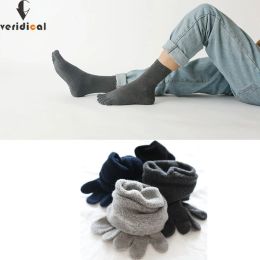 Chaussettes véridiques coton terry toes toes épais hiver cinq chaussettes de doigts solides homme courts chaussettes thermiques chaudes chaudes meia 5 paires / lot