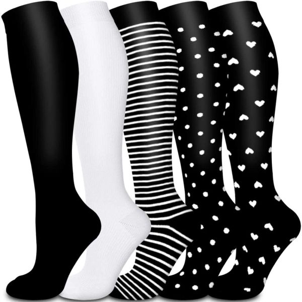 Chaussettes de compression en gros pour les femmes et les hommes font pression sur les chaussettes sportives longues pour les varices de mode de mode