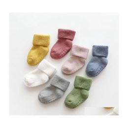 Sokken winter baby anti slip dikke vloer vaste middelgrote buis geboren sok warme baby schoeisel 7 kleuren drop levering kids kraamstolsel dh52o