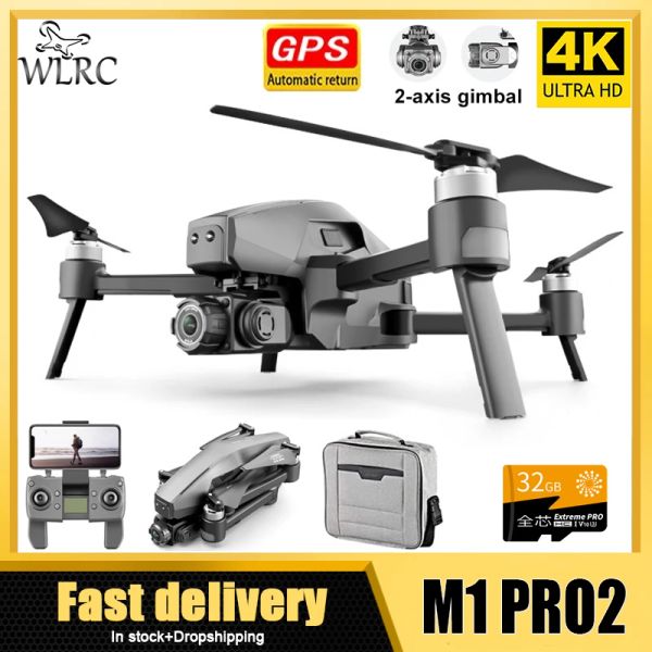 Calcetines Wlrc M1 Pro2 4k Gps Drone 2axis Gimbal Cámara Profesional 6k Hd 28mins 1600m 5g Imagen 32gb Tf Tarjeta Regalos Niños Juguete Vs Sg906 Max