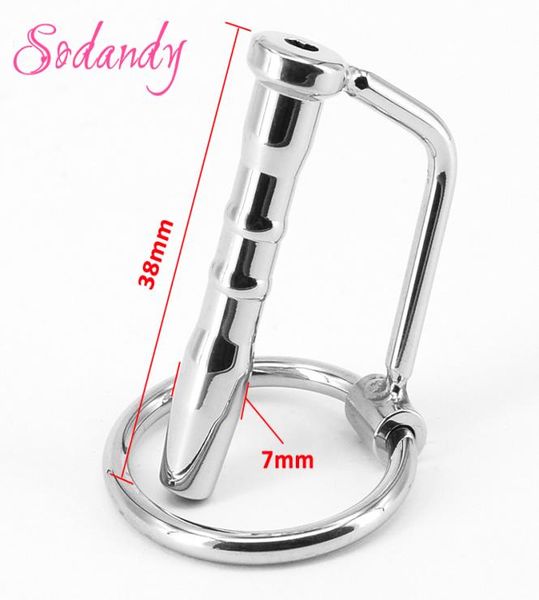 SODANDY pénis Plug en acier inoxydable sons urétraux avec anneau de gland de coq dilatateur urétral en métal produit sexuel Tube urétral Sex Toy3706235