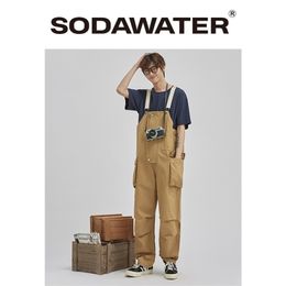 SODAWATER Hommes Salopette Loose Fit Casual Hommes Pantalons avec poche Mens Work Salopette Pantalon Hip Hop Streetwear Mens Salopette 3027S20 201128