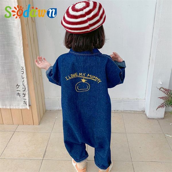 Sodawn Enfants Vêtements Jumpsuit Automne Garçons Filles Casual Lettre Outillage Denim Vêtements Pour Enfants Pour Garçons Filles LJ201127