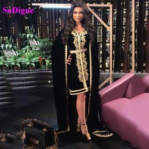 SoDigne Marocain Caftan Robes De Soirée En Dentelle Appliques Courte Robe De Soirée Musulmane Arabe Abaya Robe De Soirée Robe De Soirée LJ201125