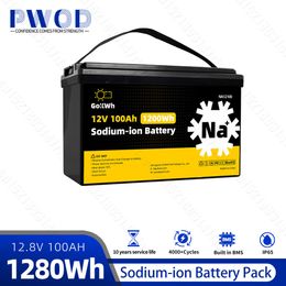 Batterie Sodium-Ion 12V, 100ah, Grade A, Rechargeable, haute puissance, Na SIB, BMS intégré pour le stockage d'énergie domestique, EV RV, sans taxe