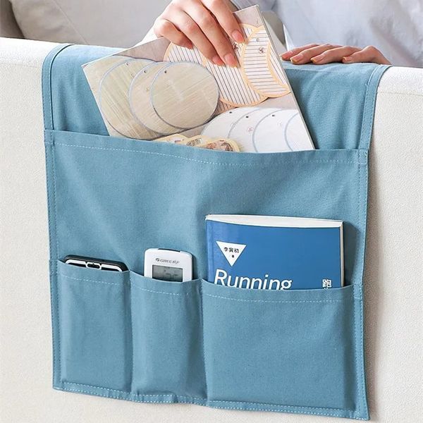 Organisateur d'accoudoir de canapé avec 4 poches, sac de rangement suspendu pour fauteuil, télécommande TV, pochette pour livres et téléphone portable 240119