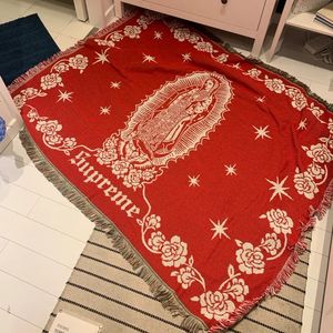 bankdeken bedovertrek deken middag Noord-Europese mode sjaal persoonlijkheid mode gebreid groot rood decoratief tapijt 240229