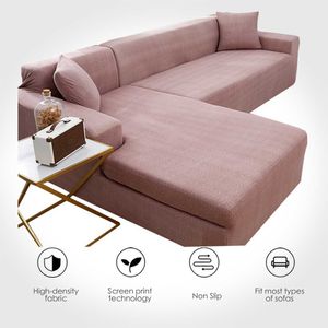 Sofa Cover Elastic voor Woonkamer Spandex Corner Couch Fauteuil SnowCover 210723