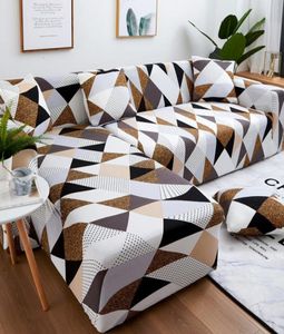 Sofá Conjunto de tapa geométrica Cubierta del sofá Sofá elástica para salón de estar en la esquina L en forma de longue1334100