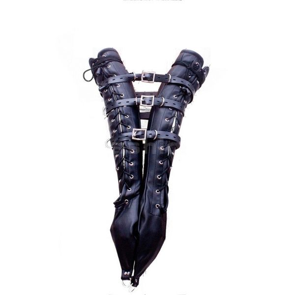 Sofe cuir réglable lié Bondage liant dos dentelle gants main serré bras emprisonnement reliure adulte érotique Bandage BDSM sexy jouet