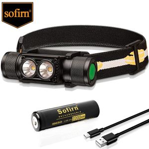 SOFIRN H25L USB Rechargeable 1200LM lampe frontale avec batterie 18650 double LH351D 90CRI 5000K lampe de poche Camping pêche torche 240306