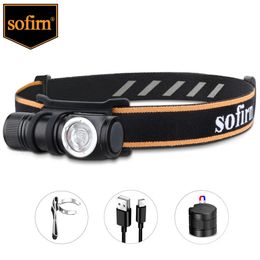 Sofirn HS10 USB C Mini lampe frontale rechargeable 16340 1100lm LH351D 90CRI lampe de poche d'angle optique TIR avec queue magnétique 2 groupes 240306