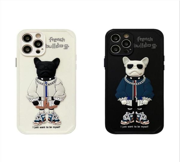 Coque de téléphone avec Image de bouledogue français, dessin animé 3D doux, pour iPhone 11 12 pro max x xs xr 7 8 plus40477207720561