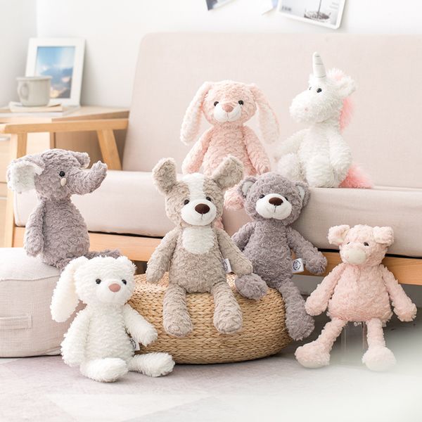 Suave 40 cm piernas largas conejito oso de peluche perro elefante unicornio animales de dibujos animados de peluche bebé apaciguar juguete muñeca D34 alta calidad