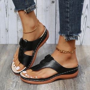 Zachte 854 sandalen vrouwen bodem wiggen schoenen voor zomer hakken slippers bloemplatform sandalias mujer wig hiel slippers
