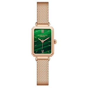 Reloj con esfera verde suave y colorido Temperamento simple Reloj para mujer Relojes de cuarzo Relojes Rectángulo Relojes de pulsera delicados para niñas 1736