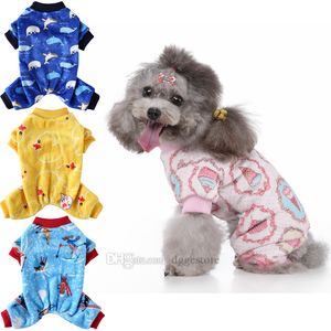 Zachte en warme hond jumpsuits winter hond kleding huisdier kleding sublimatie print eend flanellen pyjama jas voor kleine honden kat chihuahua pomeranian groothandel A249