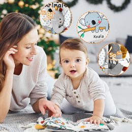Libros de bebé suave 3D Touch Feel Fe de alto contraste Libro de tela Montessori Sensorial Learning TarnEning Toys para regalos para niños pequeños