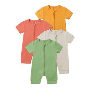 Fibra de bambú suave Fibra de bebés Ripper Summer Summer Manija corta Baby Boy Girl Clothen recién nacido Oneros Baby Jumpsuit Pajamas