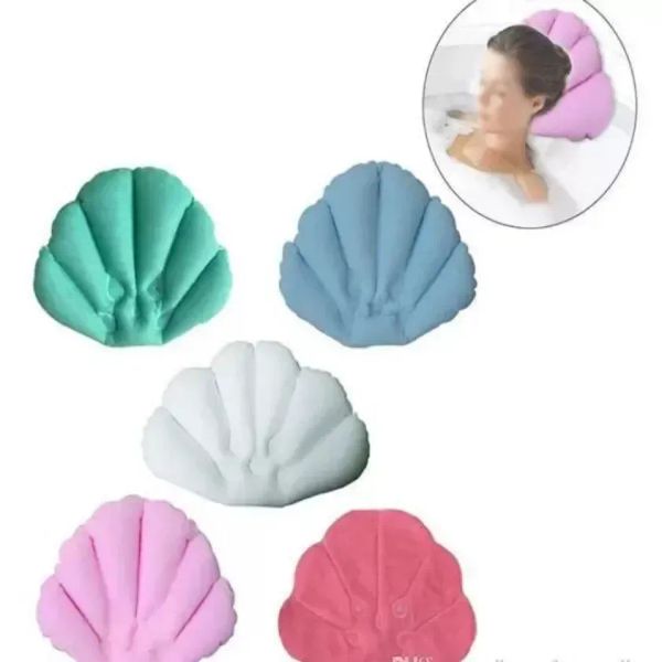 Bonnets de douche gonflables en forme de coquille, oreiller de salle de bain doux, bonnets de douche confortables pour la maison, Spa, accessoires de coussin de baignoire LL