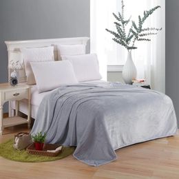 Zachte deken op het bed polyester koraal fleece plaid grijze kleur volwassen winter warme lakens coverlet spread flanel dekens 240409