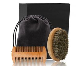 Bristle Bristle Wood Brush Brush Peigt Set Men Moustache Peigne Kit de peigne barbe Peigne de cheveux Coiffure Coiffure Coiffure SQCLXM2353618