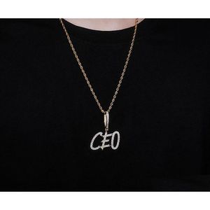 Zacht Geborsteld Aangepaste Naam Cursieve Letters Hanger Voor Mannen Vrouwen Geschenken Zirconia Ketting Hip Hop Sieraden Drop Levering