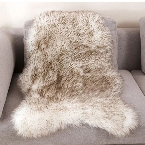 Tapis doux chaise de mouton tapis tampon de siège fausse mouton cutané fourrure pure zone duveteuse des tapis lavables pour la maison 240108