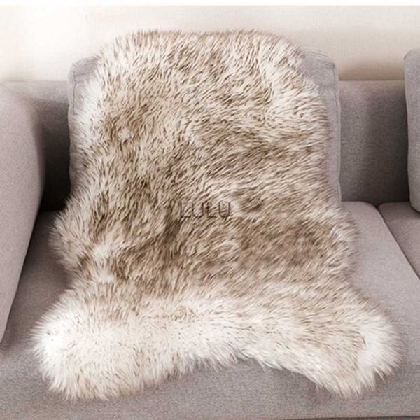 Tapis doux en peau de mouton tapis de chaise coussin de siège faux tapis en peau de mouton fourrure de peau de mouton plaine tapis moelleux lavable pour la maison lavable HKD230829