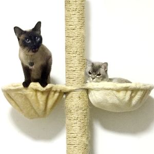 Hamac de chat doux installé sur un chenil de couchage d'arbre suspendu en peluche épaisse 4 couleurs grand lit animal de compagnie diamètre 30 cm / 35 cm capacité 211111