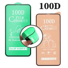 Protecteur d'écran en céramique souple 100D, film mat transparent anti-déflagrant pour iPhone 15 14 13 12 Mini Pro Max 11 X XS XR Plus, couverture de colle complète en verre ultra non trempé